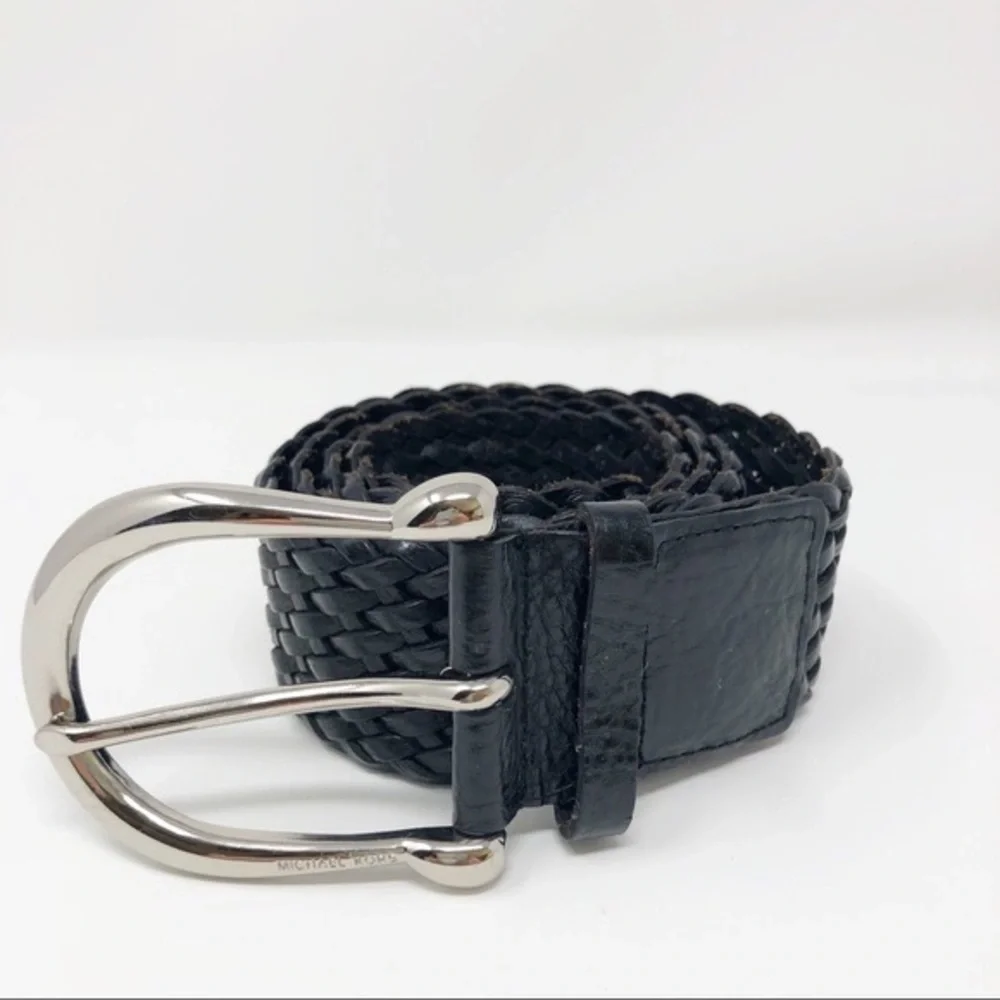 Michael Kors Black Woven Wide Leather Belt Small